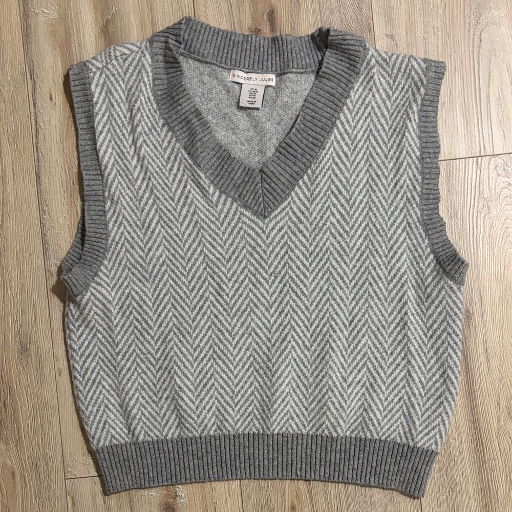 Sincerely Jules Gray V-Neck Sweater Vest